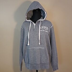 VINTAGE WILFRID LAURIER UNIVERSITY GOLDEN HAWKS Grey Pullover Hoodie, Unisex